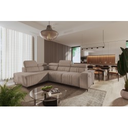 Verona VII corner sofa with a sleeping function in Velour fabric, Vena 14 – elegance and functionality