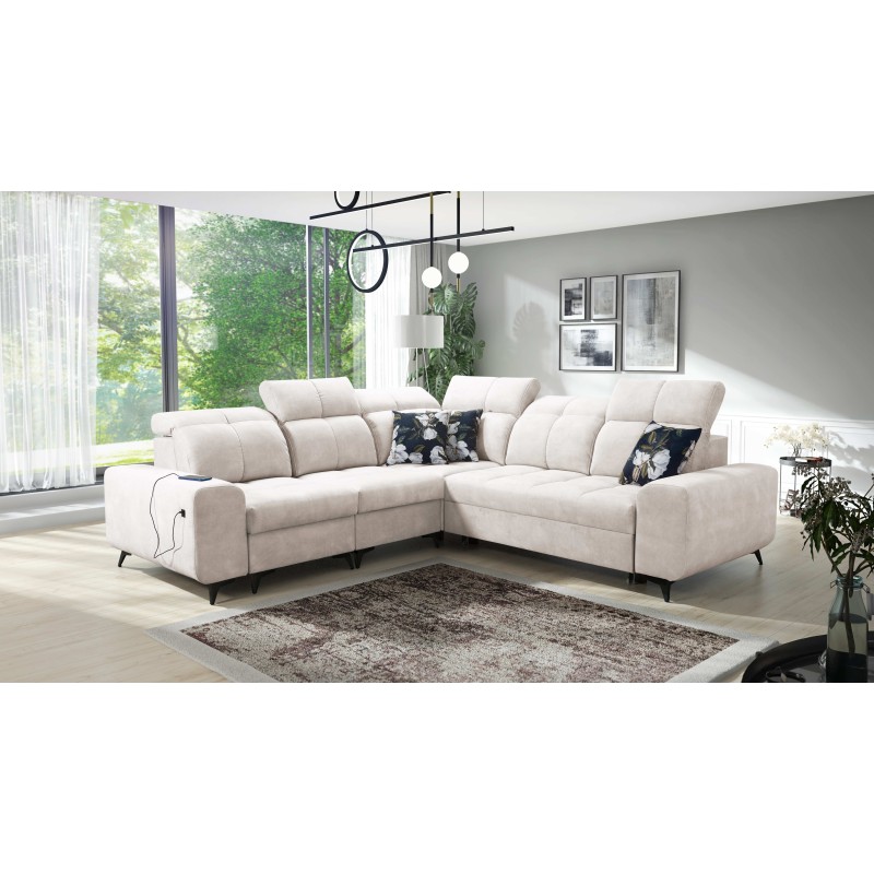 Ascot III Corner Sofa with Sleeping Function, USB Port, and Headrests | Your Classy Furniture