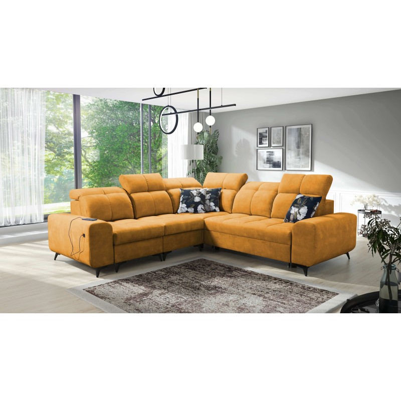 Ascot III Corner Sofa with Sleeping Function, USB Port, and Headrests | Your Classy Furniture