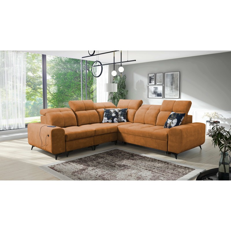 Ascot III Corner Sofa with Sleeping Function, USB Port, and Headrests | Your Classy Furniture