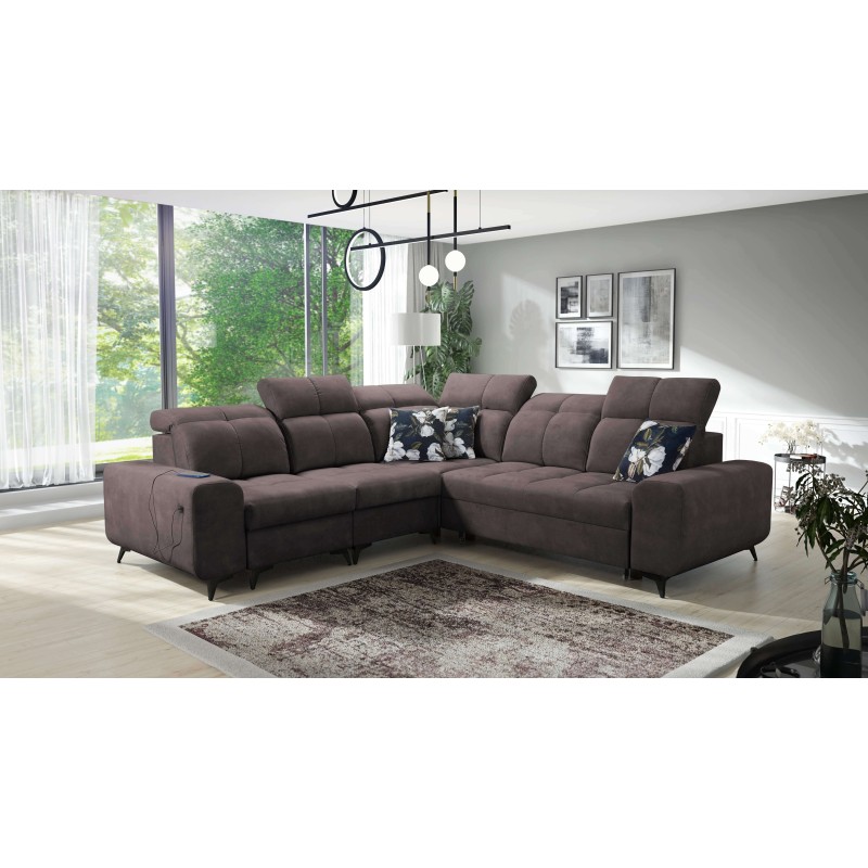 Ascot III Corner Sofa with Sleeping Function, USB Port, and Headrests | Your Classy Furniture