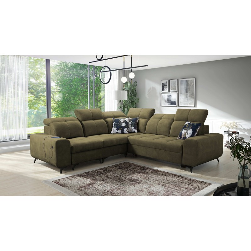 Ascot III Corner Sofa with Sleeping Function, USB Port, and Headrests | Your Classy Furniture
