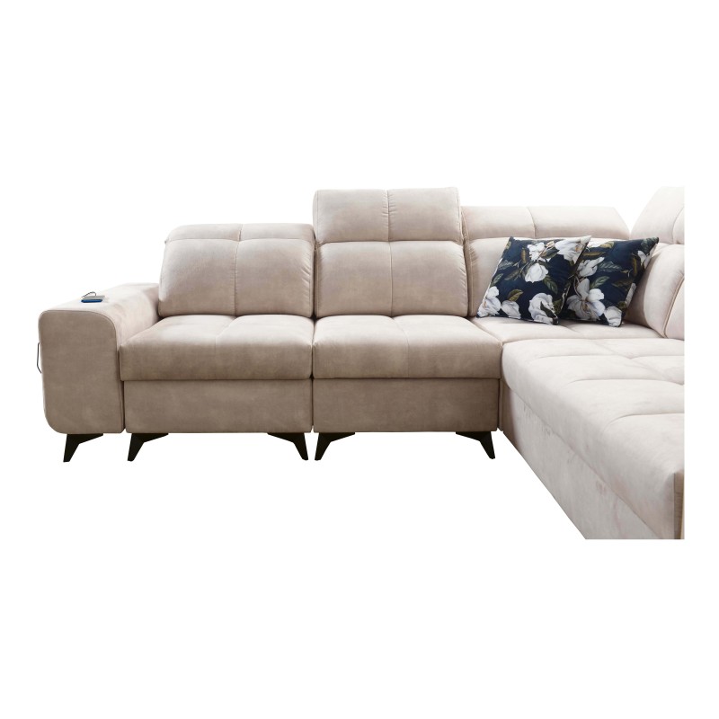 Ascot III Corner Sofa with Sleeping Function, USB Port, and Headrests | Your Classy Furniture