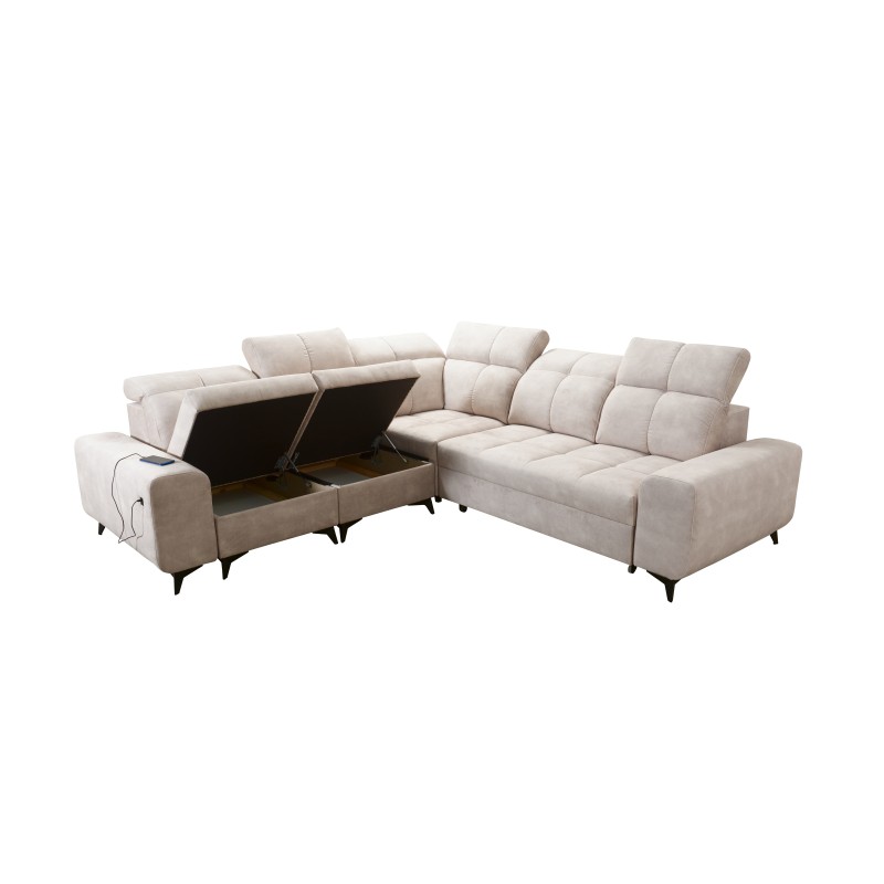 Ascot III Corner Sofa with Sleeping Function, USB Port, and Headrests | Your Classy Furniture