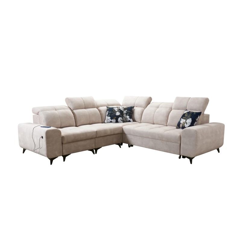 Ascot III Corner Sofa with Sleeping Function, USB Port, and Headrests | Your Classy Furniture