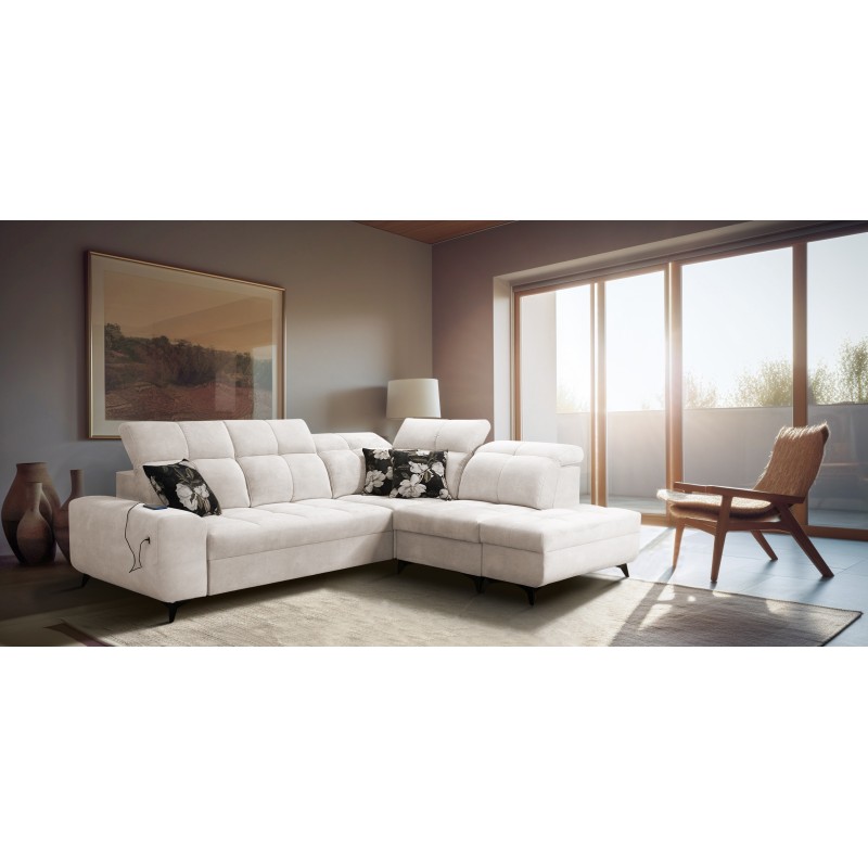 Ecksofa Ascot VII mit Schlaffunktion, USB-Anschluss, verstellbaren Kopfstützen – Raffinesse und Komfort in einem