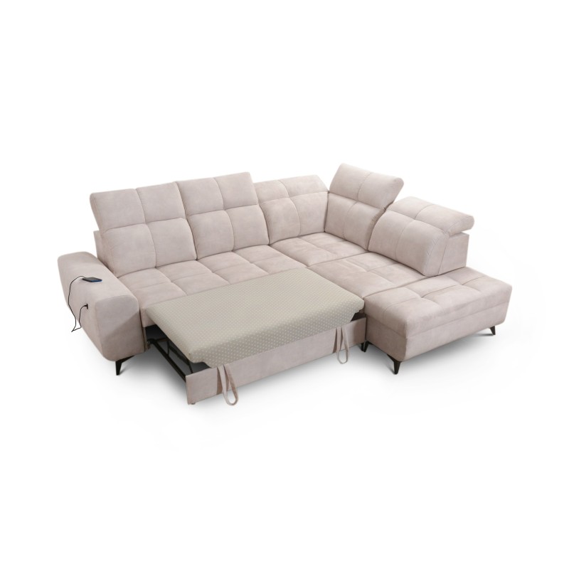 Ascot VII corner sofa with sleeping function, USB port, adjustable headrests – sophistication and comfort in one