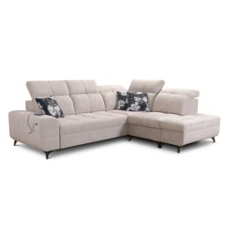 Ascot VII corner sofa with sleeping function, USB port, adjustable headrests – sophistication and comfort in one