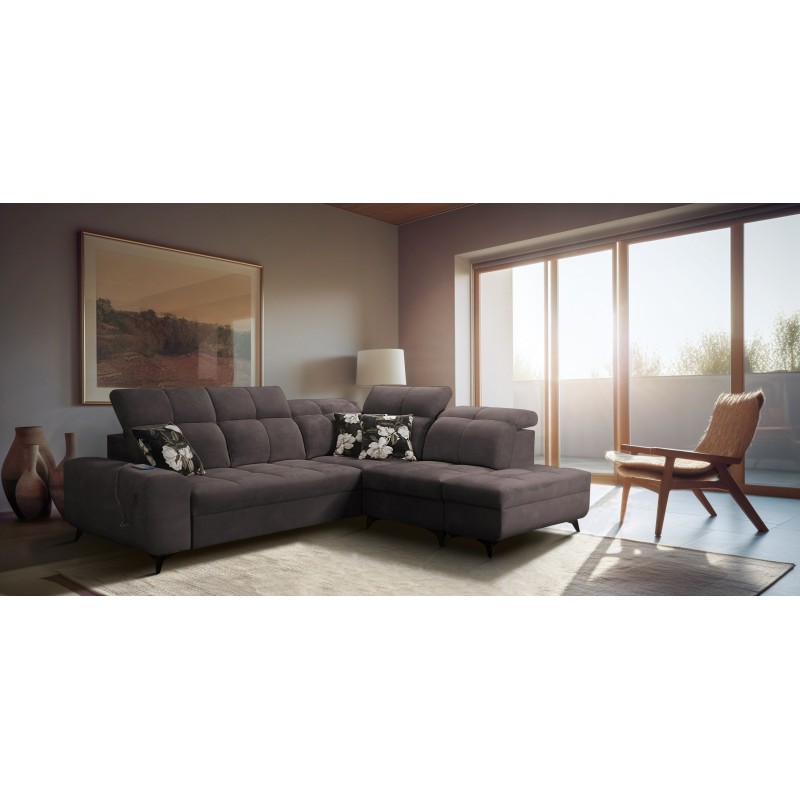 Ascot VII corner sofa with sleeping function, USB port, adjustable headrests – sophistication and comfort in one
