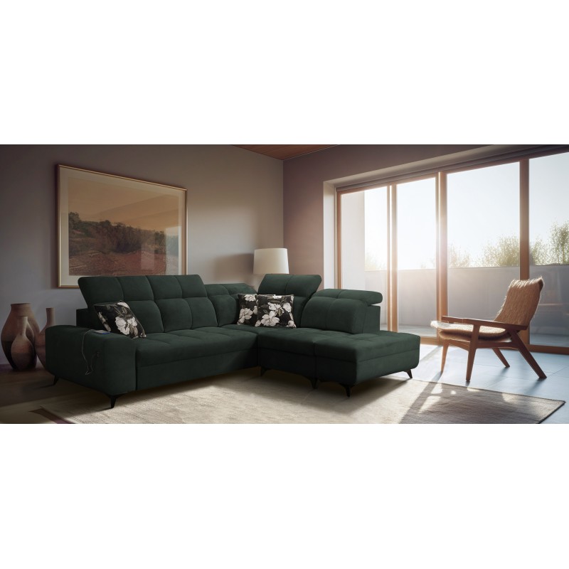 Ascot VII corner sofa with sleeping function, USB port, adjustable headrests – sophistication and comfort in one