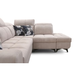 Esquina Ascot VII con función de cama, puerto USB, reposacabezas ajustables: sofisticación y confort en uno.