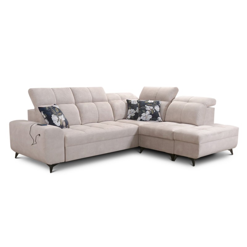 Ecksofa Ascot VII mit Schlaffunktion, USB-Anschluss, verstellbaren Kopfstützen – Raffinesse und Komfort in einem