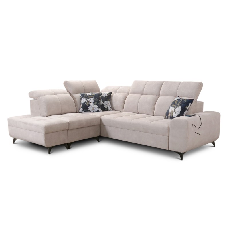 Ecksofa Ascot VII mit Schlaffunktion, USB-Anschluss, verstellbaren Kopfstützen – Raffinesse und Komfort in einem