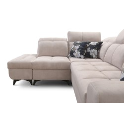 Esquina Ascot VII con función de cama, puerto USB, reposacabezas ajustables: sofisticación y confort en uno.