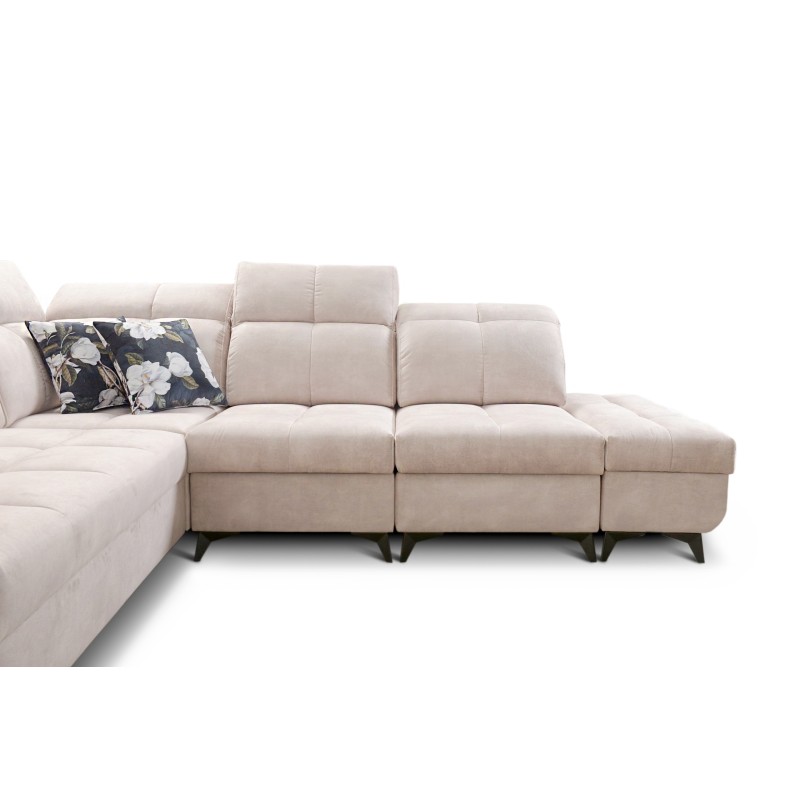 Ecksofa Ascot IX mit Schlaffunktion, USB-Anschluss und verstellbaren Kopfstützen - Samt, Wave 2