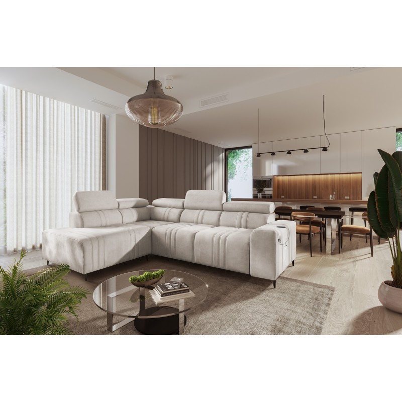 Ecksofa Verona VII mit Schlaffunktion in Samtstoff, Vena 9 – Eleganz und Funktionalität