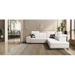 Ascot IX corner sofa with sleeping function, USB port, and adjustable headrests - Velvet, Wave 1