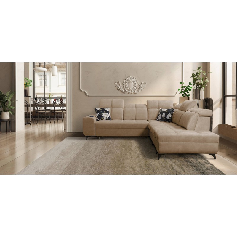 Ascot IX corner sofa with a sleeping function, USB port, and adjustable headrests - Velvet, Wave 4
