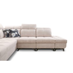 Ascot IX corner sofa with sleeping function, USB port, and adjustable headrests - Velvet, Wave 5