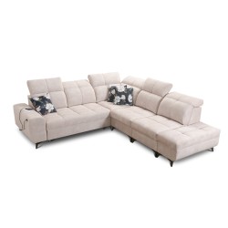 Ascot IX corner sofa with sleeping function, USB port, and adjustable headrests - Velvet, Wave 6