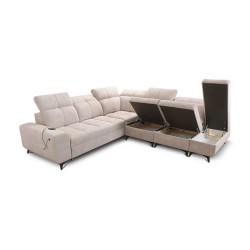 Ecksofa Ascot IX mit Schlaffunktion, USB-Anschluss und verstellbaren Kopfstützen - Velours, Wave 10