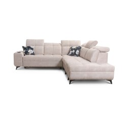 Ascot IX corner sofa with sleeping function, USB port, and adjustable headrests - Velvet, Wave 10