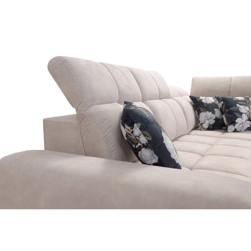 Ascot IX corner sofa with a sleeping function, USB port, and adjustable headrests - Velvet, Wave 11
