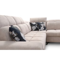 Ascot IX corner sofa with sleeping function, USB port, and adjustable headrests - Velvet, Wave 12