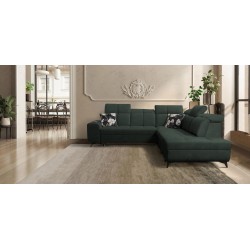 Ecksofa Ascot IX mit Schlaffunktion, USB-Anschluss und verstellbaren Kopfstützen - Samt, Wave 12