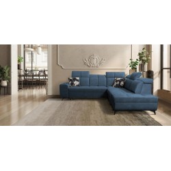 Ascot IX corner sofa with sleeping function, USB port, and adjustable headrests - Velvet, Wave 14