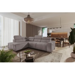 Esquina Verona VII con función de cama en tela de terciopelo, Vena 8: elegancia y funcionalidad