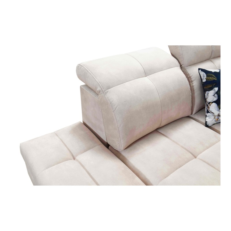 Ecksofa Ascot IX mit Schlaffunktion, USB-Anschluss und verstellbaren Kopfstützen - Samt, Wave 1