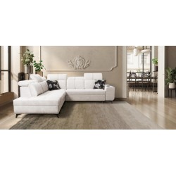 Ecksofa Ascot IX mit Schlaffunktion, USB-Anschluss und verstellbaren Kopfstützen - Samt, Wave 1