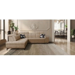 Ecksofa Ascot IX mit Schlaffunktion, USB-Anschluss und verstellbaren Kopfstützen - Samt, Wave 4