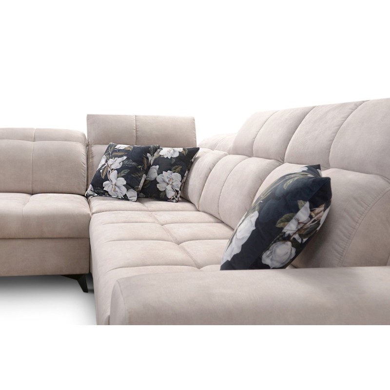 Ecksofa Ascot IX mit Schlaffunktion, USB-Anschluss und verstellbaren Kopfstützen - Samt, Wave 5