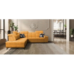 Ecksofa Ascot IX mit Schlaffunktion, USB-Anschluss und verstellbaren Kopfstützen - Samt, Wave 5