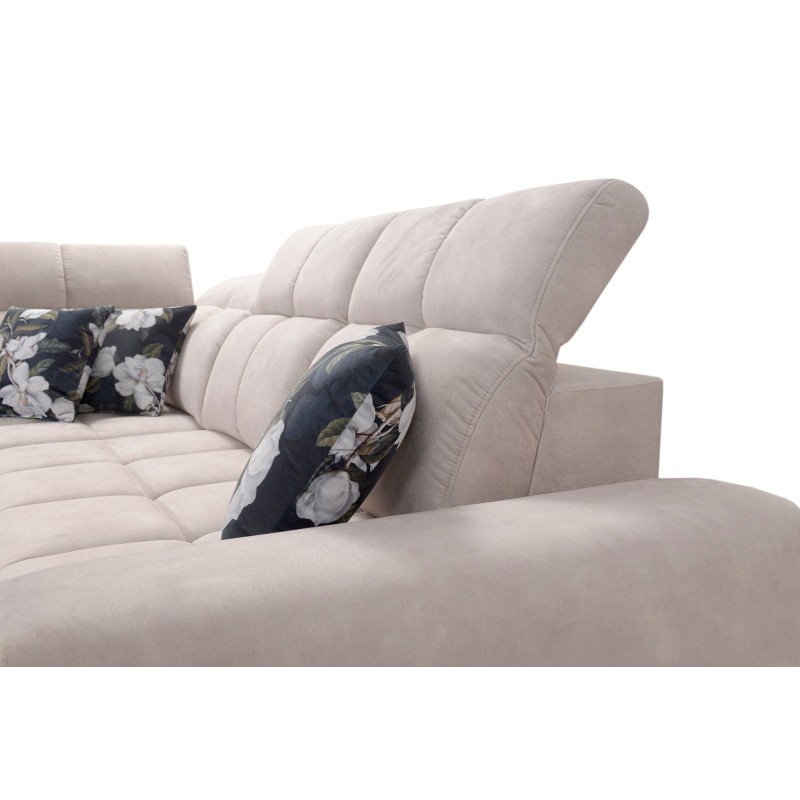 Esquina Ascot IX con función de cama, puerto USB y reposacabezas ajustables - Terciopelo, Wave 12