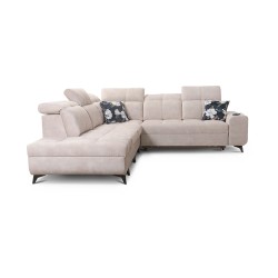 Ascot IX corner sofa with sleeping function, USB port, and adjustable headrests - Velvet, Wave 12