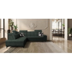 Ecksofa Ascot IX mit Schlaffunktion, USB-Anschluss und verstellbaren Kopfstützen - Samt, Wave 12