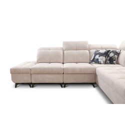 Ecksofa Ascot IX mit Schlaffunktion, USB-Anschluss und verstellbaren Kopfstützen - Samt, Wave 14