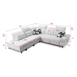 Ecksofa Ascot IX mit Schlaffunktion, USB-Anschluss und verstellbaren Kopfstützen - Samt, Wave 15