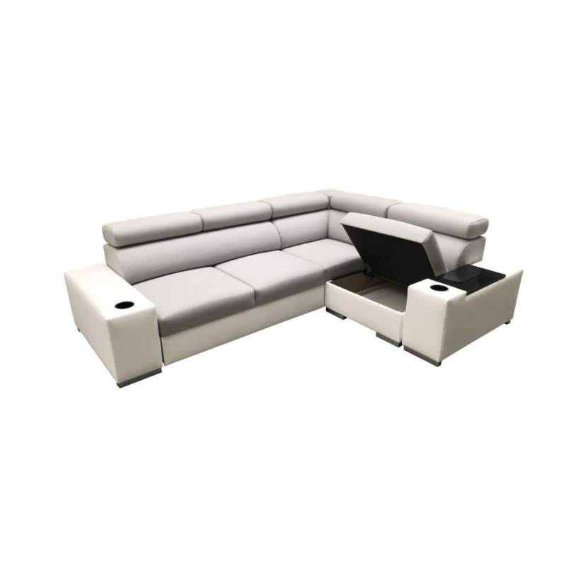Napoli II corner sofa with a sleeping function and bar - Velvet, Amor Velvet 4302 + Eco-leather