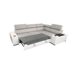 Napoli II corner sofa with a sleeping function and bar - Velvet, Amor Velvet 4302 + Eco-leather