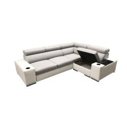 Napoli II corner sofa with sleeping function and bar - Weave, Sawana 14 + Eco-leather + Eco-leather