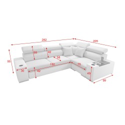 Esquina Napoli II con función de cama y bar - Tejido, Sawana 14 + Eco-cuero + Eco-cuero