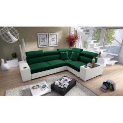 Napoli II corner sofa with sleeping function and bar - Velvet, Amor Velvet 4311 + Eco-leather + Eco-leather