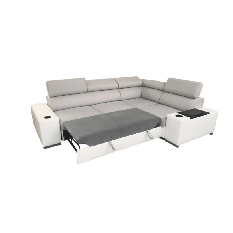 Napoli II corner sofa with sleeping function and bar - Velvet, Amor Velvet 4311 + Eco-leather + Eco-leather