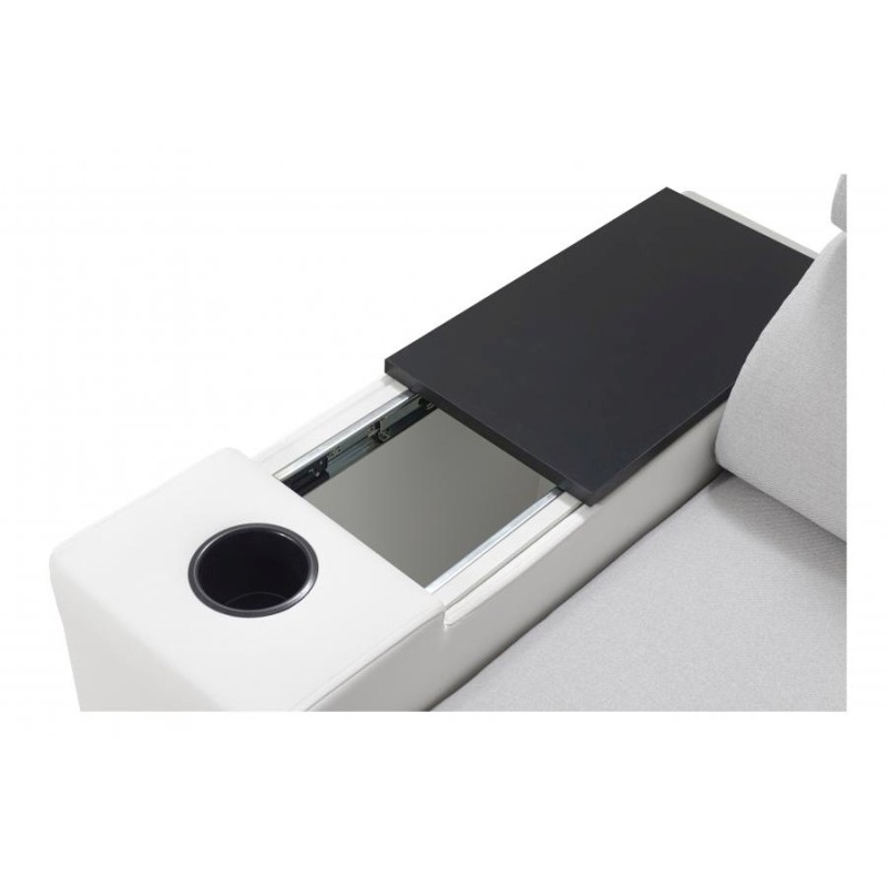 Ecksofa Napoli I Mini mit Schlaffunktion und Bar - Geflecht, Luxo 6601 + Kunstleder + Kunstleder