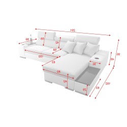 Esquina Napoli I mini con función de cama y bar - Terciopelo, Amor Velvet 4301 + Eco-cuero + Eco-cuero