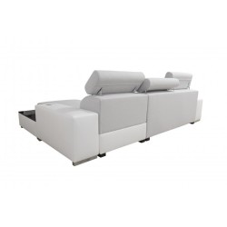 Esquina Napoli I mini con función de cama y bar - Terciopelo, Amor Velvet 4301 + Eco-cuero + Eco-cuero